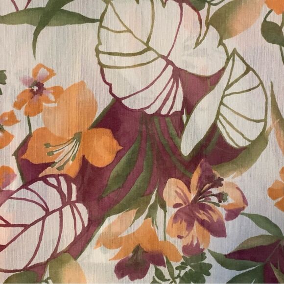 ALFRED DUNNER Floral Sheer Blouse Women’s Sz 12P Cream Fall Colors Button Up. - Picture 6 of 11